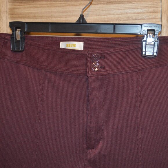 Maeve Anthro 4 Maroon Pants Ankle Slits - Picture 2 of 7